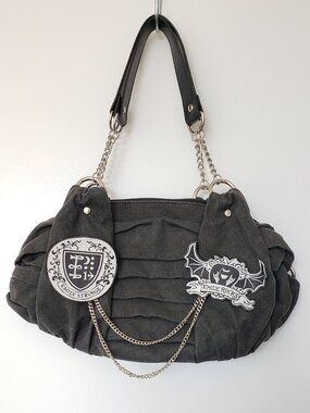 ** LAST CHANCE EUC Emily Strange shoulder bag purse canvas patches chain